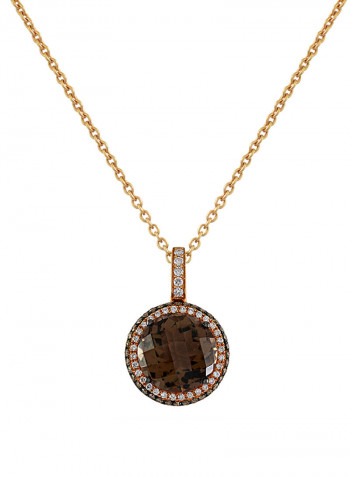 0.56 Ct Diamond Round Smoky Topaz Pendant