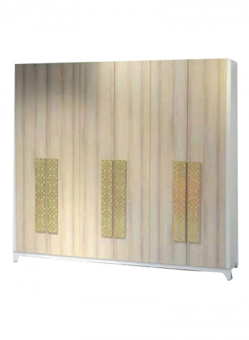 Helga 6-Door Wardrobe Gold 220 X 62 X 230cm