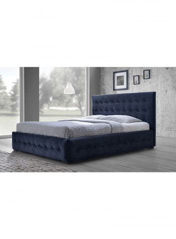 Modern and Contemporary Button Tufted Platform Bed With Mattress Navy Blue/White Super King