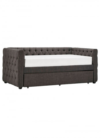 Tufted Nailhead Chesterfield Trundle Daybed With Mattress Dark Grey