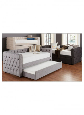 Tufted Nailhead Chesterfield Trundle Daybed With Mattress Dark Grey
