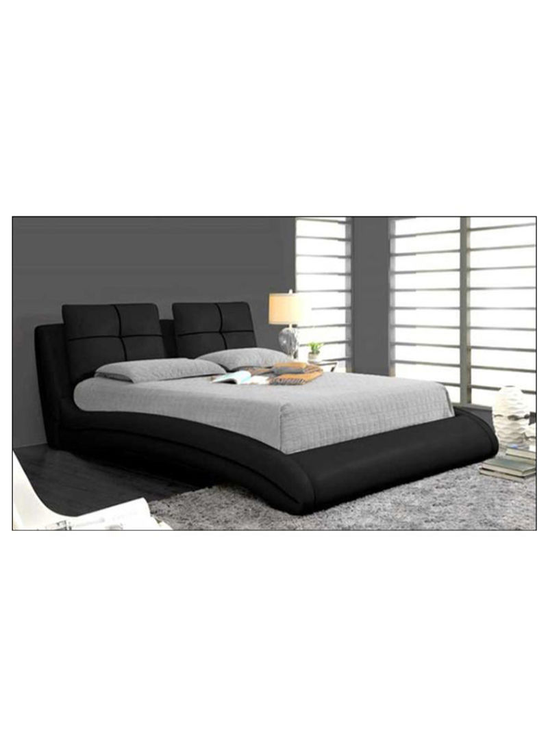 Upholstered Curved Bed Frame With Mattress Black 180 x 200centimeter