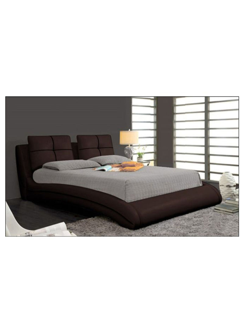Upholstered Curved Bed Frame With Mattress Brown 180 x 200centimeter