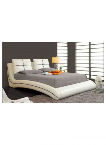 Upholstered Curved Bed Frame With Mattress Off White 180 x 200centimeter