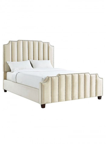 Chareau Nailhead Bed With Mattress Beige 160 x 200centimeter
