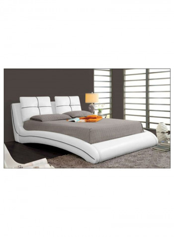 Upholstered Curved Bed Frame With Mattress White 180 x 200centimeter