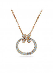 18 Karat Rose Gold Diamond Floral Drop Style Pendant Rose Gold
