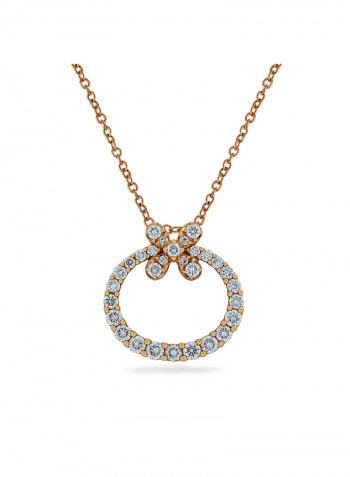 18 Karat Rose Gold Diamond Floral Drop Style Pendant Rose Gold