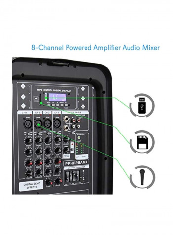 PA Speaker DJ Mixer Sound System PPHP28AMX Black