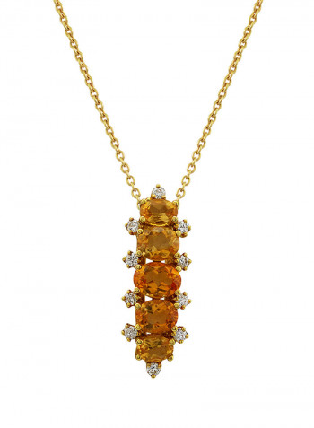 0.17 Ct Oval Shape Citrine Diamond Pendant