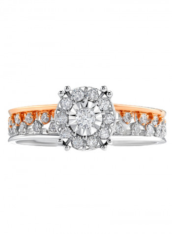 18K Gold Diamond Studded Two Tone Ring