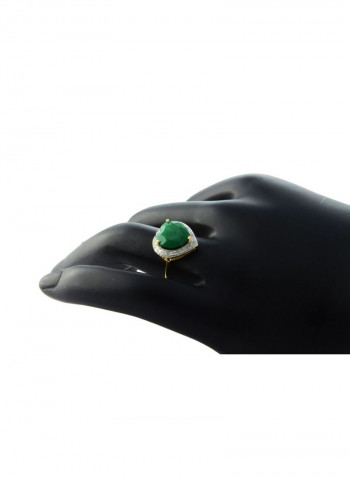 18k Gold 10mm Genuine Heart Cut Emerald 0.13Ct Genuine Diamonds Ring