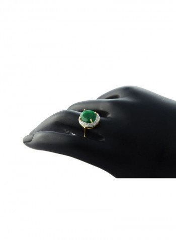 18k Gold 10mm Genuine Oval Cut Emerald 0.12Ct Genuine Diamonds Ring