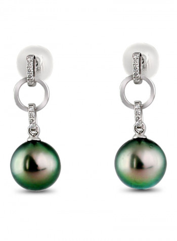 18K White Gold Akoya Pearl Dangle Earrings