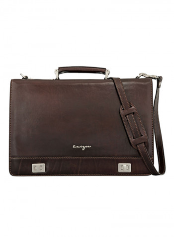 Stateman Leather Briefcase Bag Dark Brown