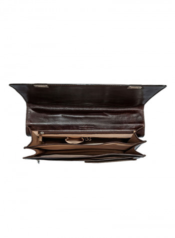 Stateman Leather Briefcase Bag Dark Brown
