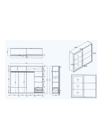 Matilda Sliding Door Wardrobe With Mirror White 257.4x220x60centimeter