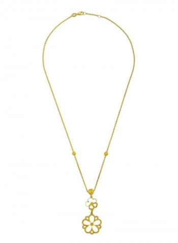 18 Karat Gold Pearl Flower Necklace