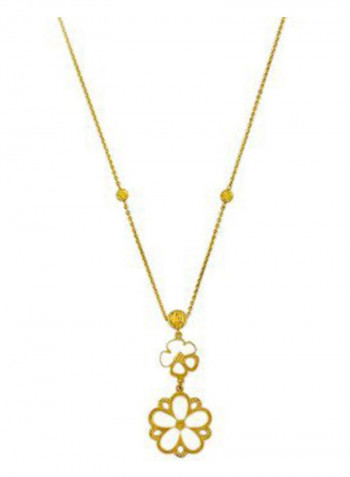 18 Karat Gold Pearl Flower Necklace