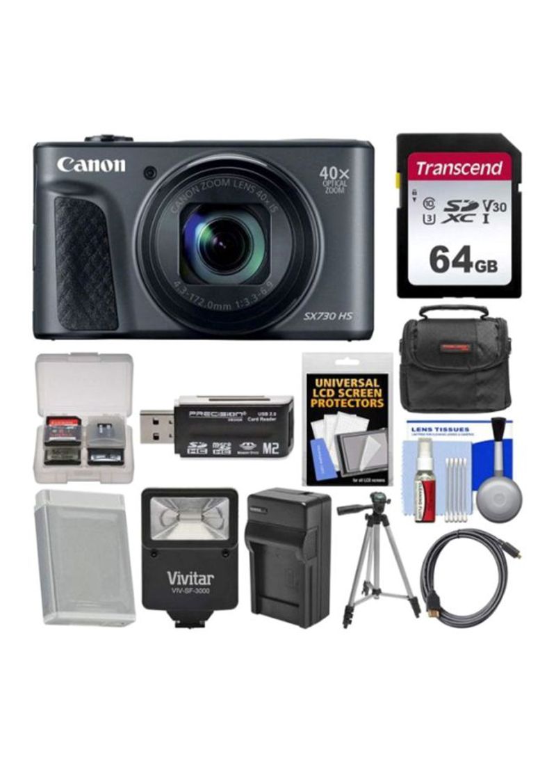 PowerShot SX730 HS Point And Shoot Camera 20.3MP 40x Zoom With Tilt LCD Screen, Built-In Wi-Fi, NFC And Accessory Bundle