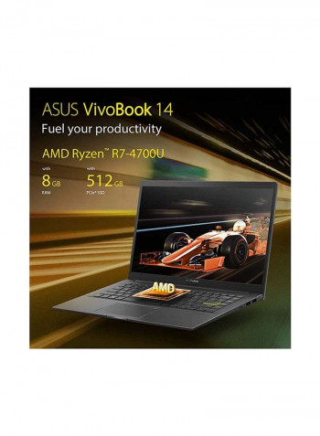 VivoBook 14 M413IA-EK735T Laptop With 14-Inch FHD Display, AMD Ryzen 7-4700U Processor/8GB RAM/512GB SSD/AMD Radeon Graphics Black