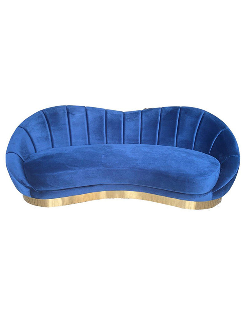 3 Seater Valenciaga Fabric Sofa Blue/Gold 230x98x81cm