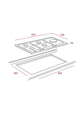 Gas Hob With 5 Cooking Zones And Triple Ring Burner In 90 cm Of Butane Gas 40219018 Silver