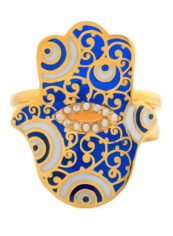 22K White Sapphire Enamel Evil Eye Gold Ring Multicolour تقييمات 22K White Sapphire Enamel Evil Eye Gold Ring Multicolour