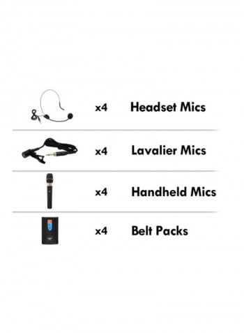 8 Channel Wireless Microphone System PDWM8700 Black