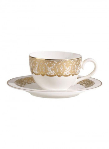 12-Piece Golden Oasis Coffee Cup And Saucer Set White/Gold