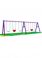 Outdoor Swing Set 6 Seat Seesaw 600 x 130 x 200cm