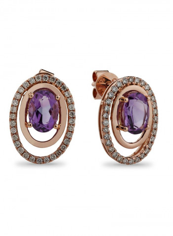 18 Karat Gold Amethyst Diamond Earring