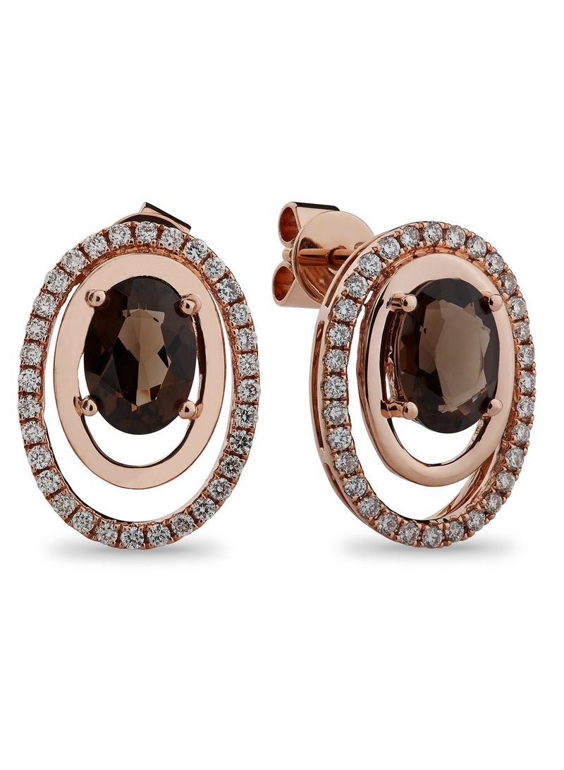 18 Karat Gold Smoky Quartz Diamond Earring