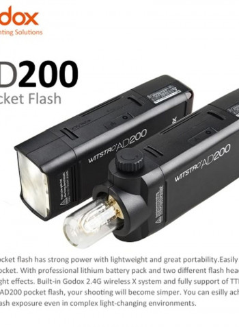 Portable Mini Pocket Flash 200W Black