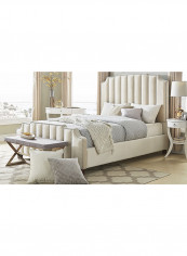 Chareau Upholstered Nailhead Bed With Mattress Beige/White Queen