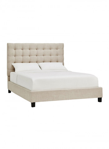 Briella Button Tufted Bed With Mattress Beige/White Super King