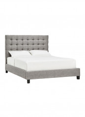 Briella Button Tufted Bed With Mattress Grey/White Super King