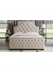 Footboard Storage Bed With Mattress Beige/White Queen