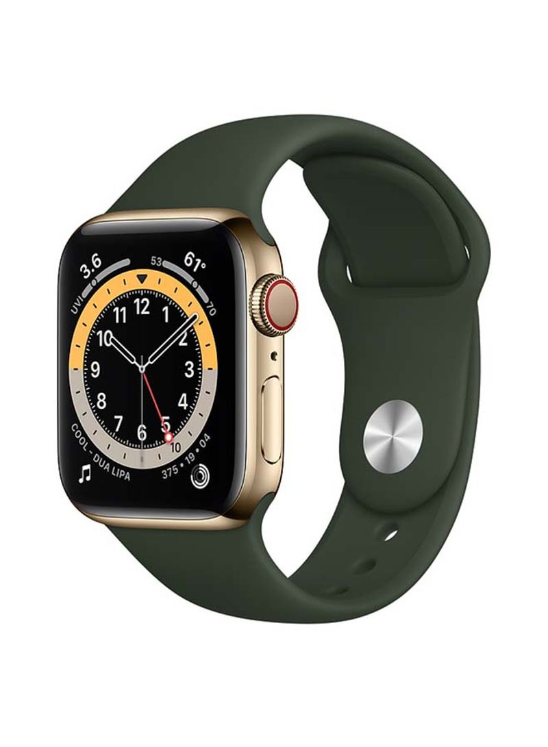 Watch Series 6-44mm (GPS + Cellular) Gold Stainless Steel Case with Sport Band Cyprus Green