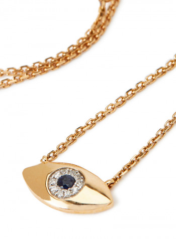 18 Karat  Gold Diamond Necklace With Sapphire