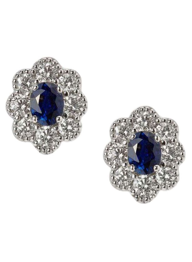 18K Gold Diamond & Sapphire Studded Earrings