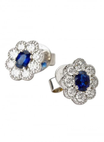 18K Gold Diamond & Sapphire Studded Earrings