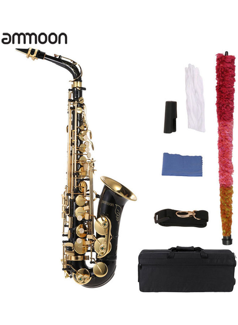 ammoon Eb Alto Saxophone Brass Lacquered Gold E Flat Sax 82Z Key Type Woodwind Instrument with Cleaning Brush Cloth Gloves Strap Padded Case