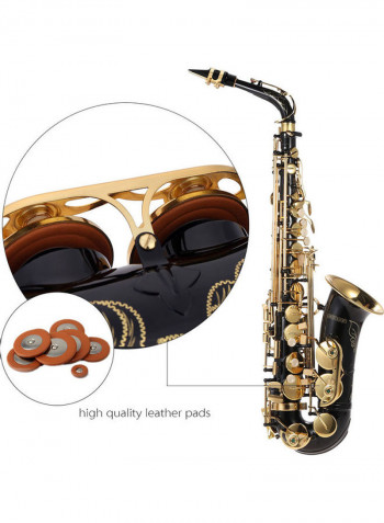 ammoon Eb Alto Saxophone Brass Lacquered Gold E Flat Sax 82Z Key Type Woodwind Instrument with Cleaning Brush Cloth Gloves Strap Padded Case