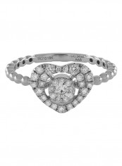 18 Carat White Gold Diamond Studded Heart Shaped Ring