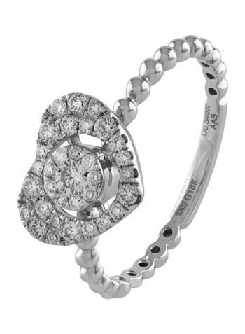 18 Carat White Gold Diamond Studded Heart Shaped Ring