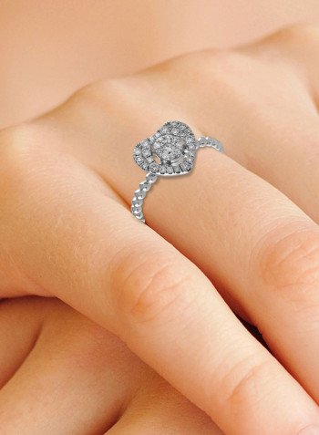 18 Carat White Gold Diamond Studded Heart Shaped Ring