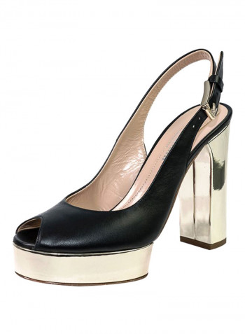 Leather High Heeled Pumps Black