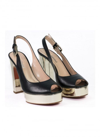 Leather High Heeled Pumps Black