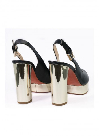 Leather High Heeled Pumps Black